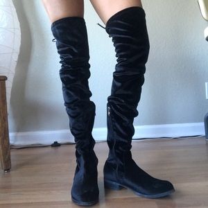 Thigh high velvet boots